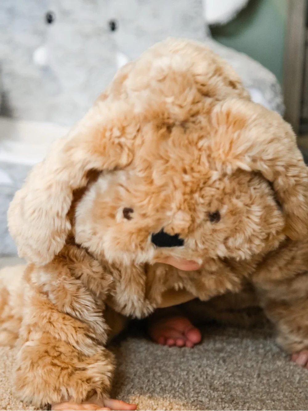 Pottery Barn Kids Fuzzy Puppy Costume in Light Brown and Tan